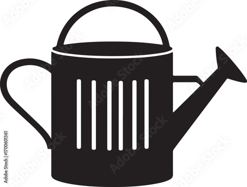 Black silhouette of a watering can on white background