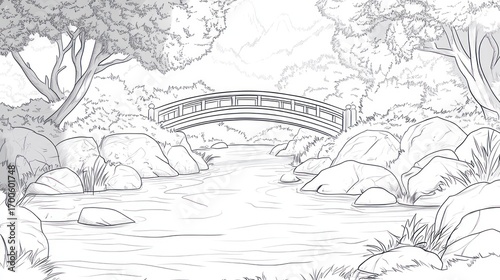 Elegant japanese style bridge scene