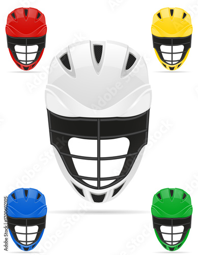 helmets for lacrosse sport game cartoon stock vector illustration isolated on white background