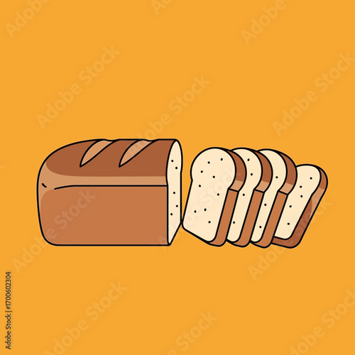 Deliciously sliced artisan bread illustration, perfect for bakery menus, cooking blogs, or healthy eating concepts, emphasizing fresh grain goodness and simple food appeal