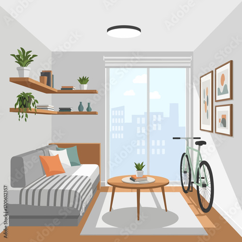 Cozy Modern Apartment Studio with Bicycle and Natural Light