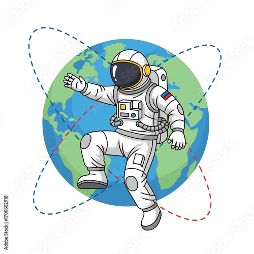 Astronaut Floating in Space with Earth in Background