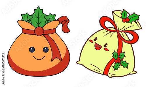 Santa shake with holly leaves vector art design