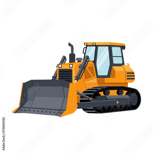 Vibrant Yellow Bulldozer A Digital Illustration of Construction and Heavy Machinery