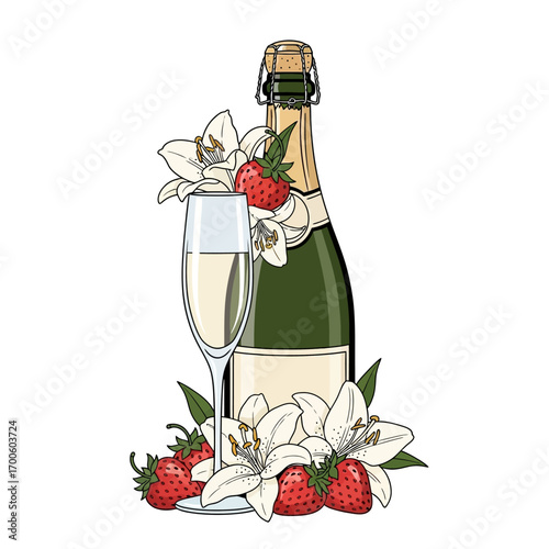 Celebration Beverage and Fruit with Flowers - A Toast to Joy and Freshness