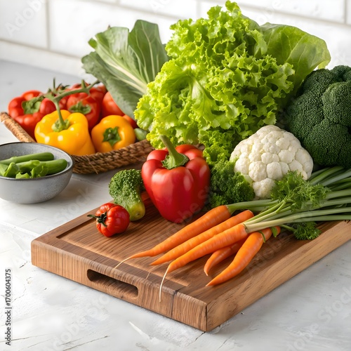 Food background with assortment of fresh organic vegetables




