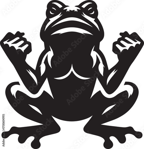 Fierce amphibian silhouette ready for action dynamic frog poses for your designs