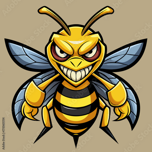 Aggressive cartoon wasp illustration scalable vector graphic vector
