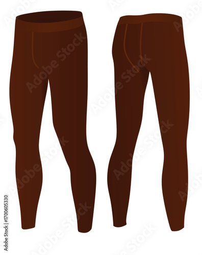 Man brown elastic tight pants. vector	