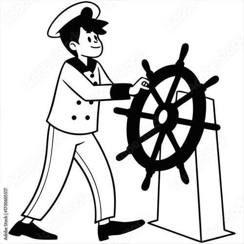 pirate captain with a treasure chest