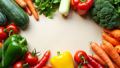 Food background with assortment of fresh organic vegetables




