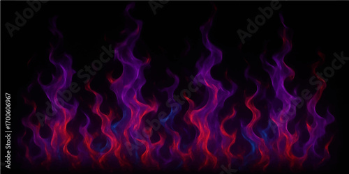 Burning red and orange flames blaze against a dark black background, creating an abstract and fiery inferno of light and heat