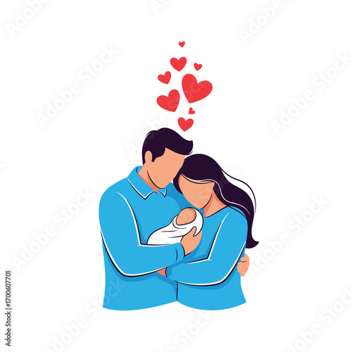 A loving family embraces their new baby creating cherished memories together