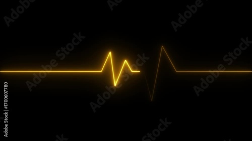 Glowing neon yellow color heartbeat rate and pulse line .