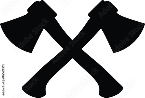 Axes silhouette vector, Two crossed axes icon vector
