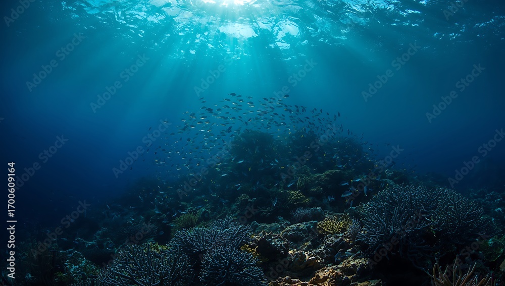 custom made wallpaper toronto digitalScuba diver exploring colorful coral reef underwater with tropical fish
