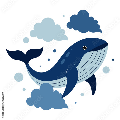 cartoon whale with a fish