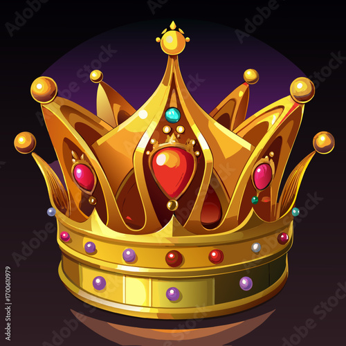 Luxurious golden crown with gemstones vector illustration vector
