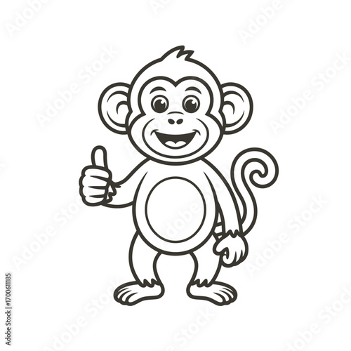 Cute cartoon monkey giving a thumbs up gesture