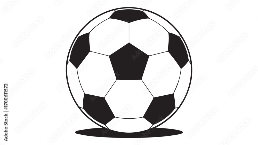 Obraz premium A black and white illustration of a soccer ball viewed from a slightly angled perspective. 