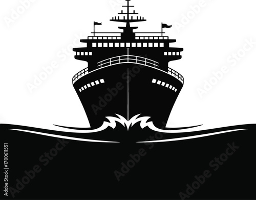 Cruise Ship on Waves Silhouette