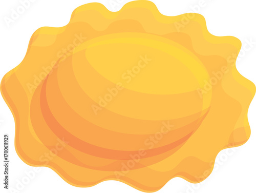 Golden Ravioli pasta dish on white background