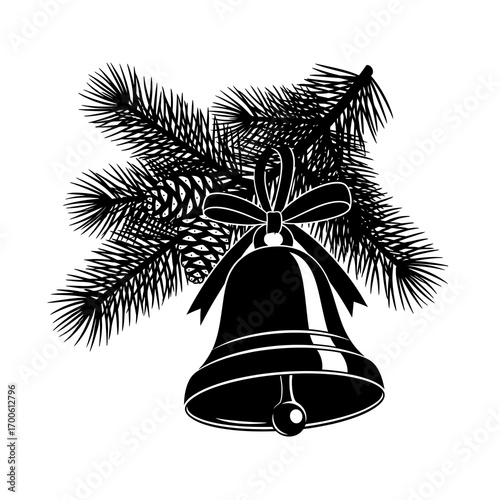 christmas bells with red ribbon