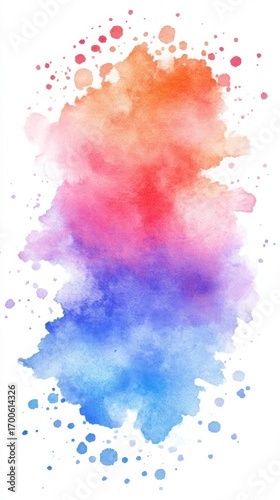 Vibrant watercolor splash with red, pink, purple, blue hues and artistic texture
