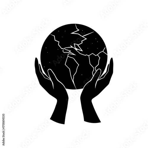 hands holding the earth cracking apart