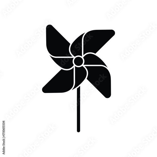 Black silhouette of a pinwheel on a white background