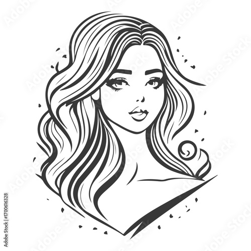beauty girl illustration grey