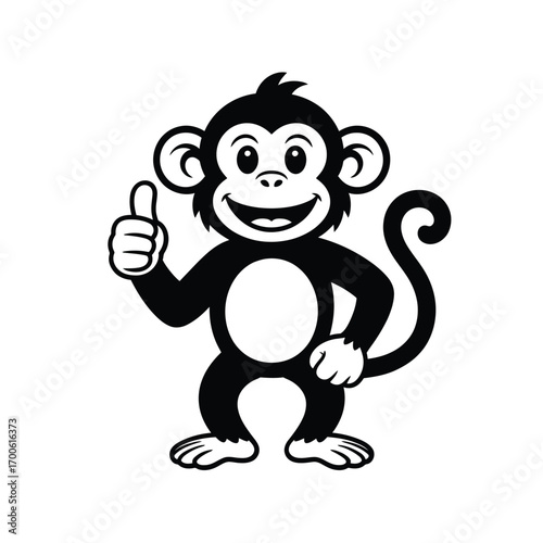 Happy cartoon monkey giving a thumbs up gesture