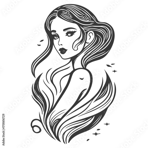 woman beauty mermaid illustration grey