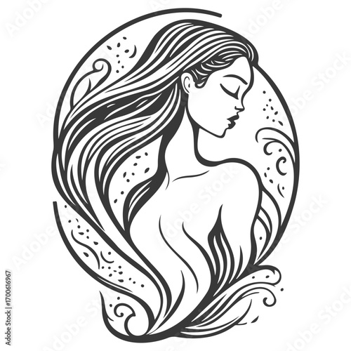 woman beauty mermaid illustration grey