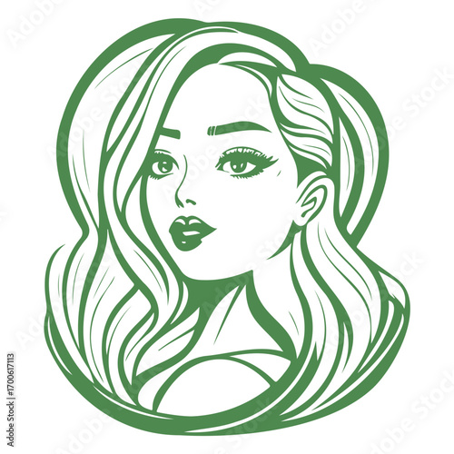 beauty girl illustration green