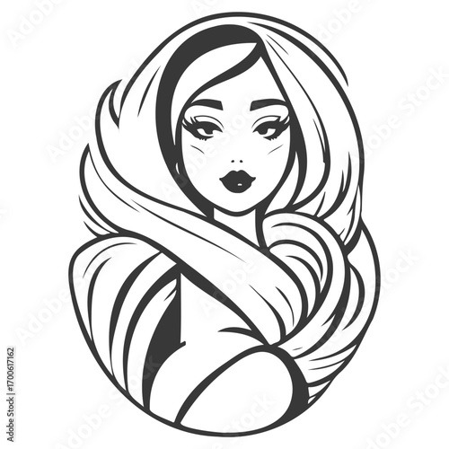 beauty girl illustration grey