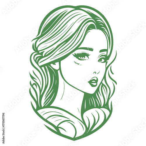 beauty girl illustration green