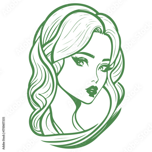 beauty girl illustration green