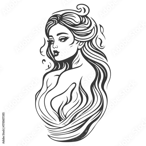 woman beauty mermaid illustration grey