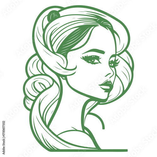 beauty girl illustration green