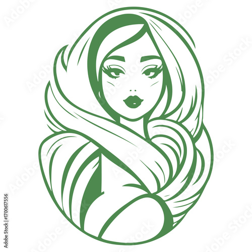beauty girl illustration green