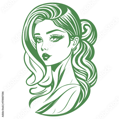 beauty girl illustration green