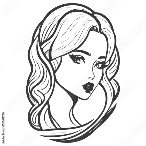 beauty girl illustration grey