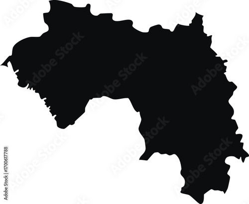 Guinea country silhouette black map outline isolated on white background