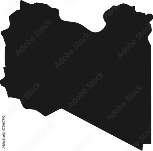 Libya country silhouette black map outline isolated on white background