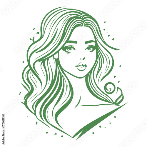 beauty girl illustration green