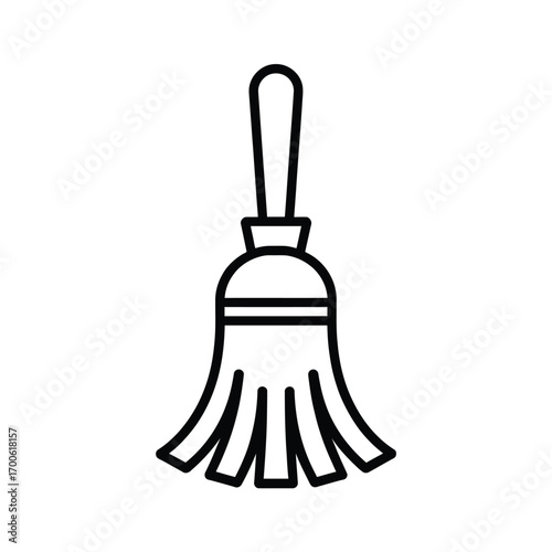 Simple outline icon of a broom for cleaning and household chores