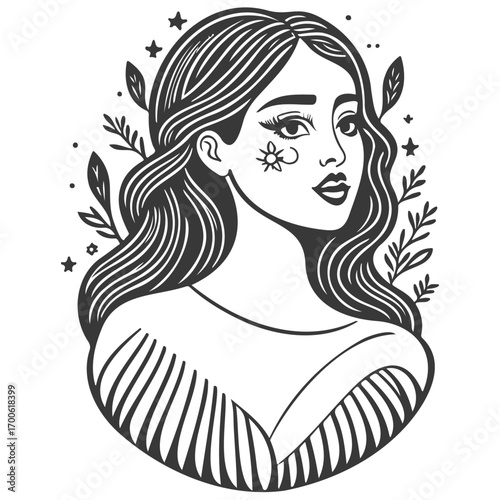 beautiful young woman history month day illustration grey