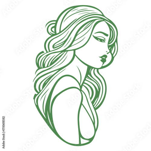 beauty girl illustration green