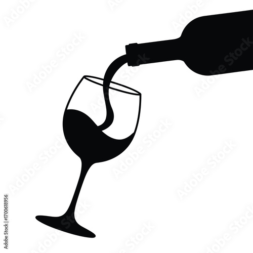 Silhouette of wine being poured from bottle into glass